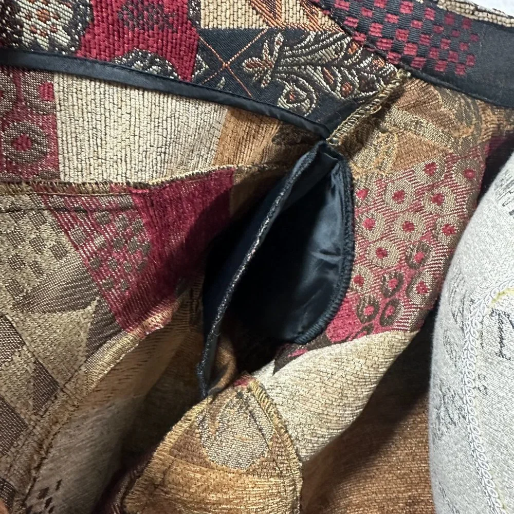 Vintage Tapestry Earth Tone Mandarin Full Zip jacket color blocked 2X - Picture 6 of 9